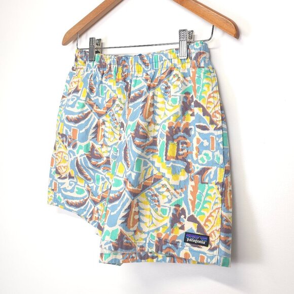 Patagonia Women's Funhoggers Shorts Thriving Planet Lago Blue  XS - Picture 3 of 12